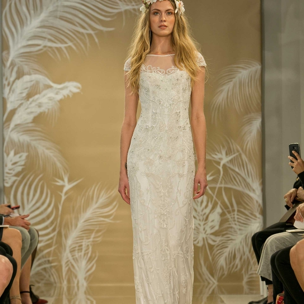 Piper by Theia Ivory Beaded Tulle Wedding Dress s8